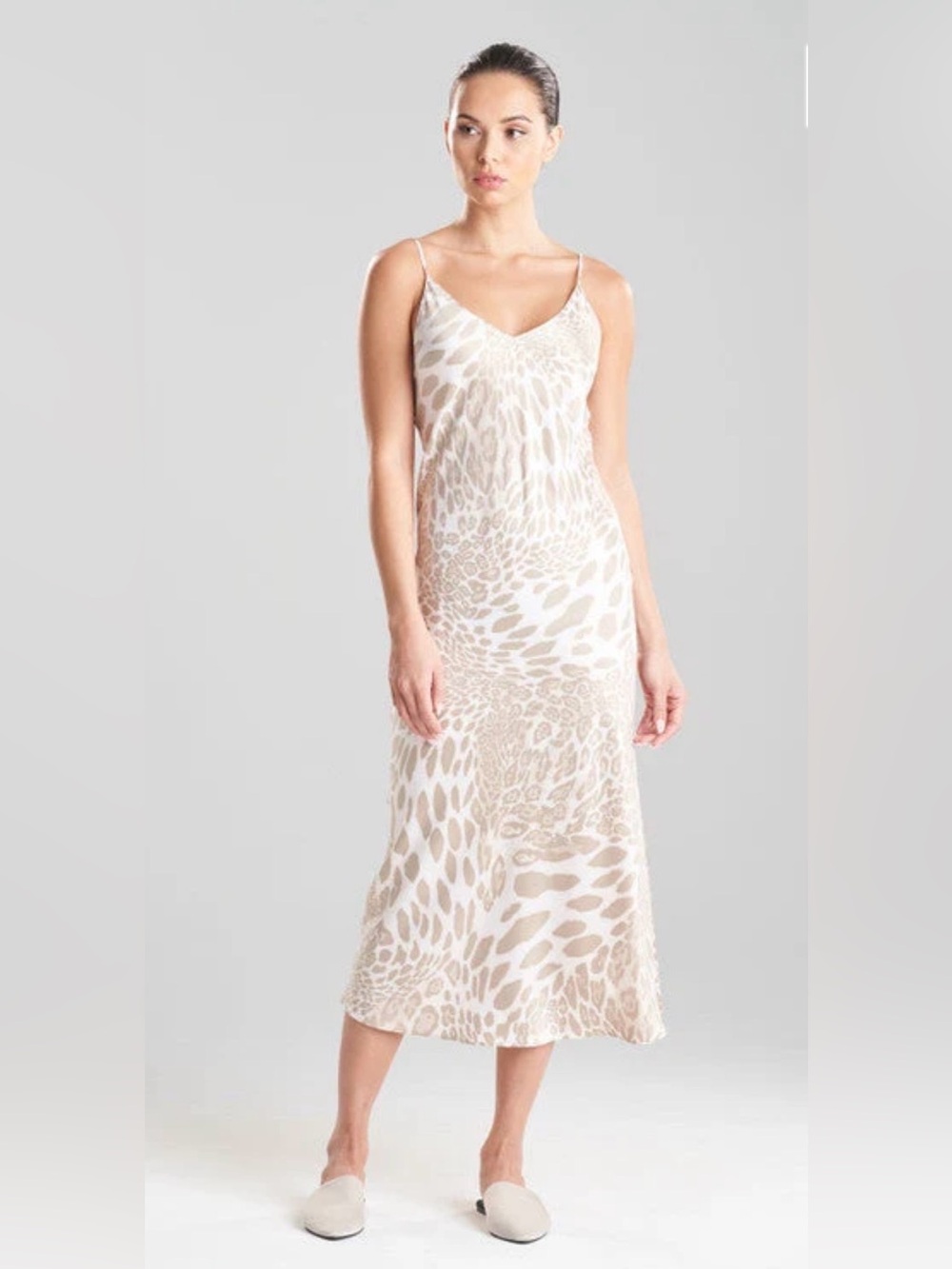 Natori | Luxe Neutral Cream/Tan Leopard Slip Dress, Like New, medium